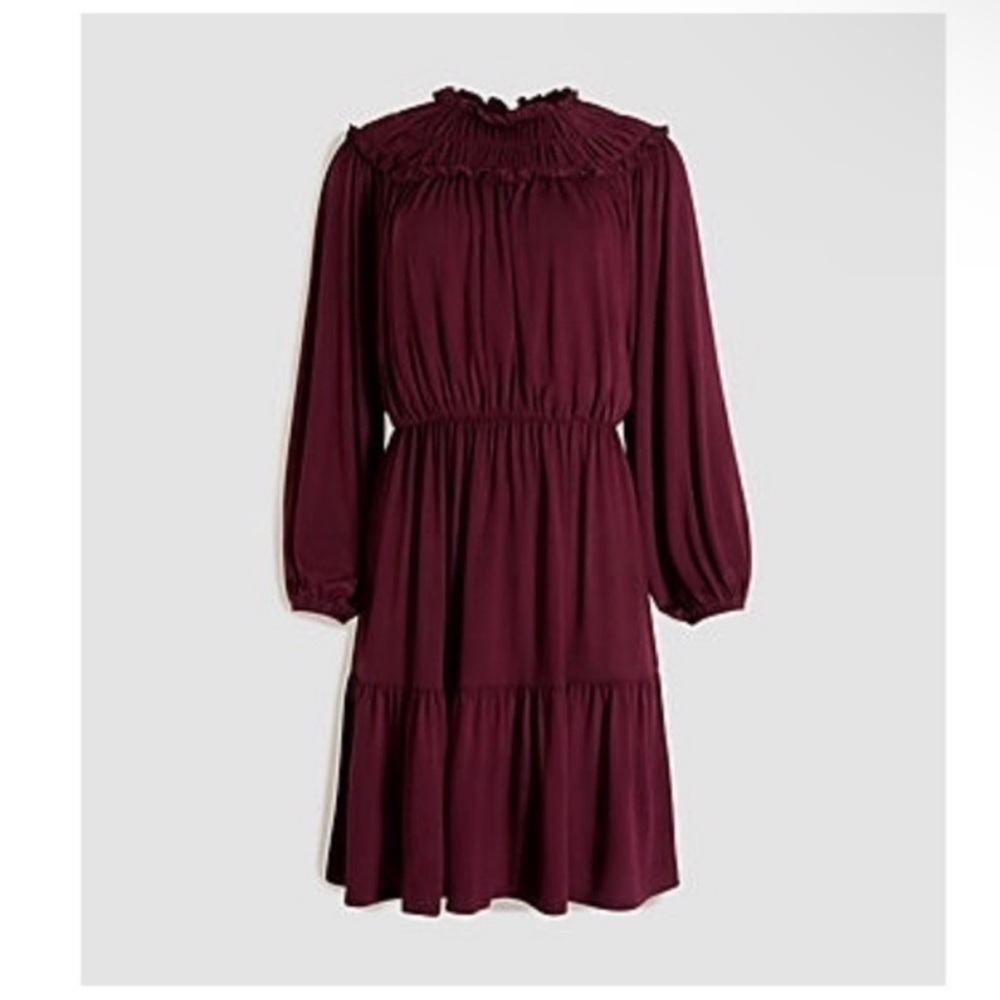 Ann Taylor Medium P Ruffle Collar Jersey dress in Mauve Rose